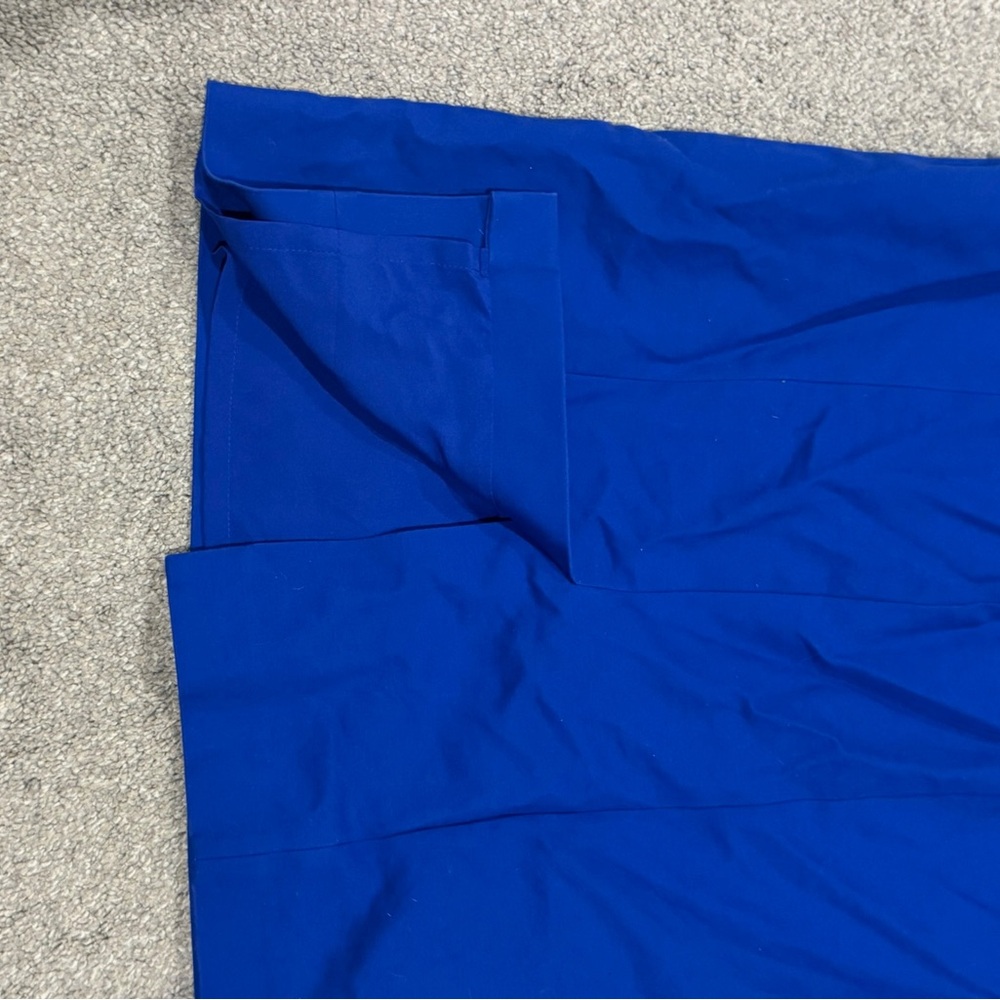 Anne Klein Sheath Knee Length Sleeveless Blue Green Piping Pockets Cotton Size 6 - Picture 8 of 9